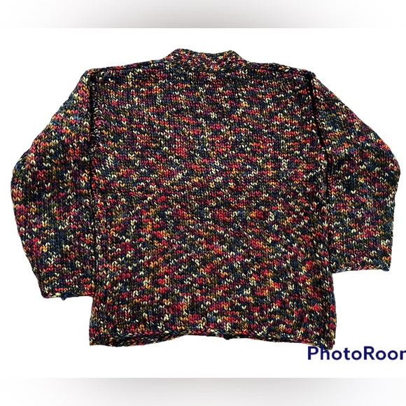 PBJ Sport Chunky Knit Cardigan Sweater Blue Multicolor Mohair & Alpaca Wool Blnd - Picture 2 of 9